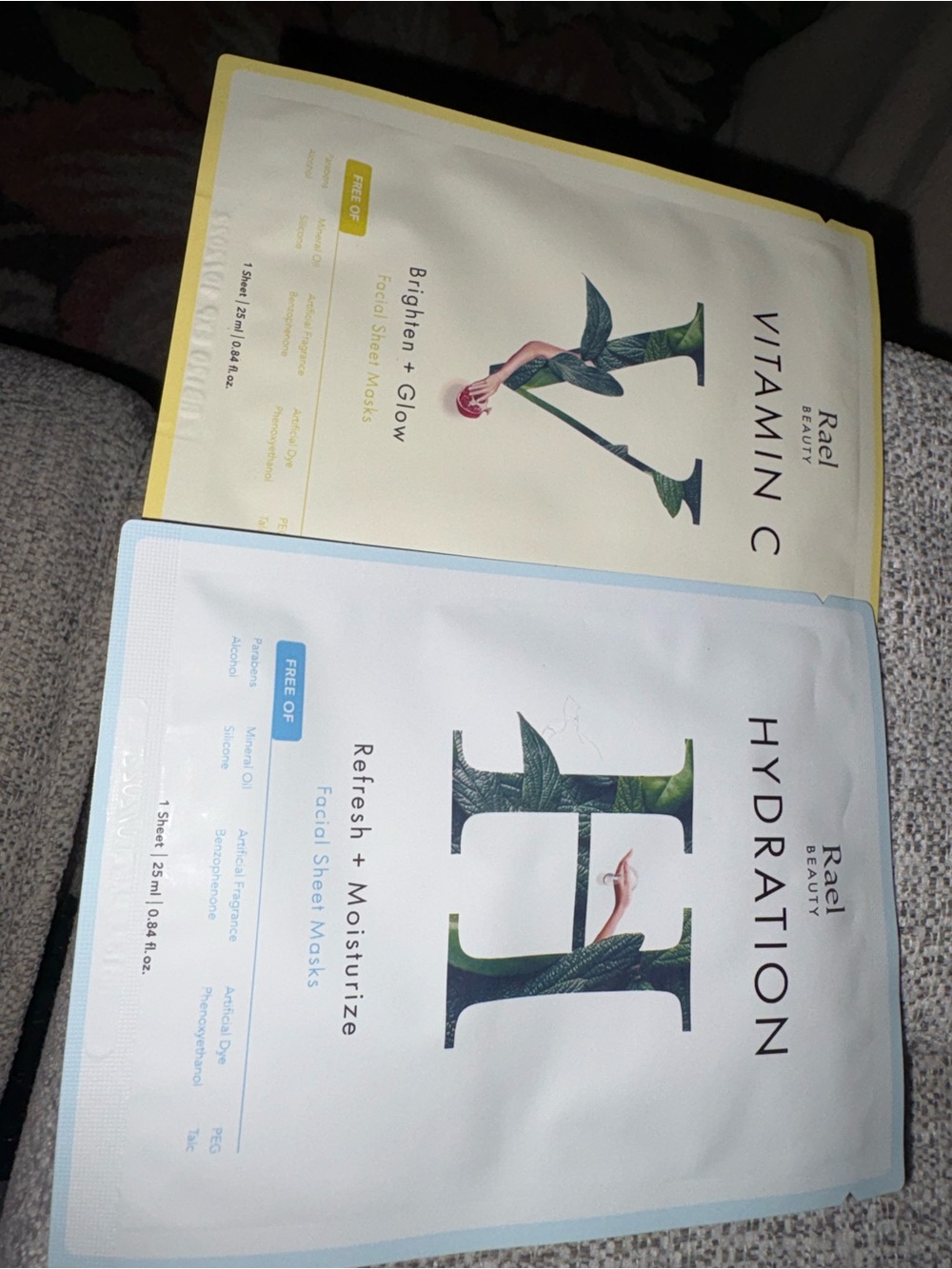 Rael Hydration & Vitamin C Facial Sheet Masks - Blue and Yellow